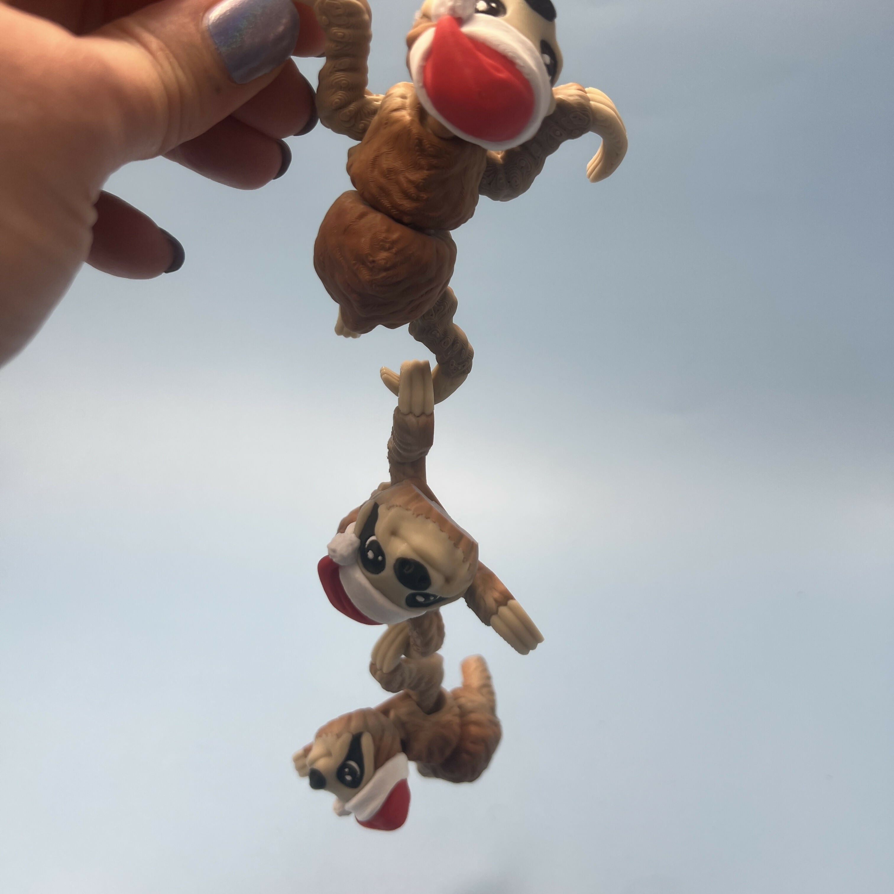 3D Printed SMALL: Articulated Sensory Fidget Animals friend Santa Sloth 10cm