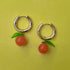 Orange Beaded Fruit Gold Huggie Hoop Earrings