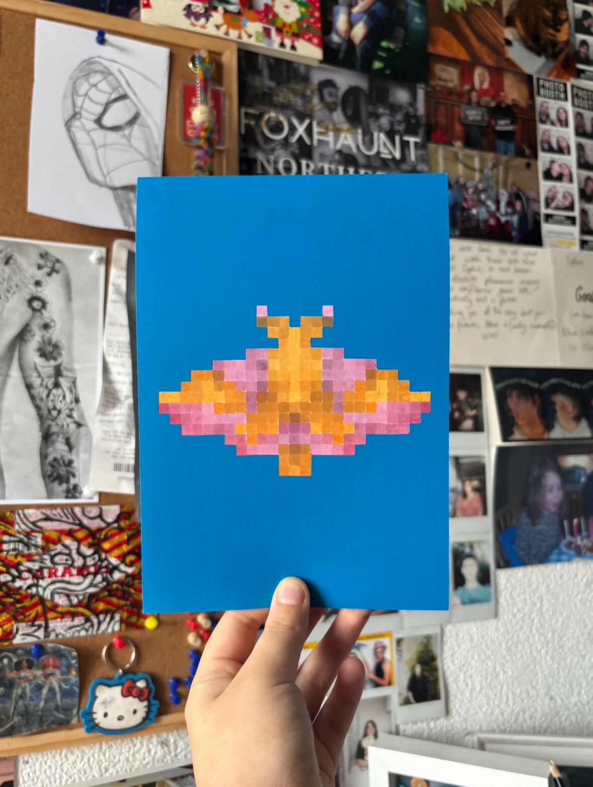 Pixel Rosy Maple Moth Art Print A5