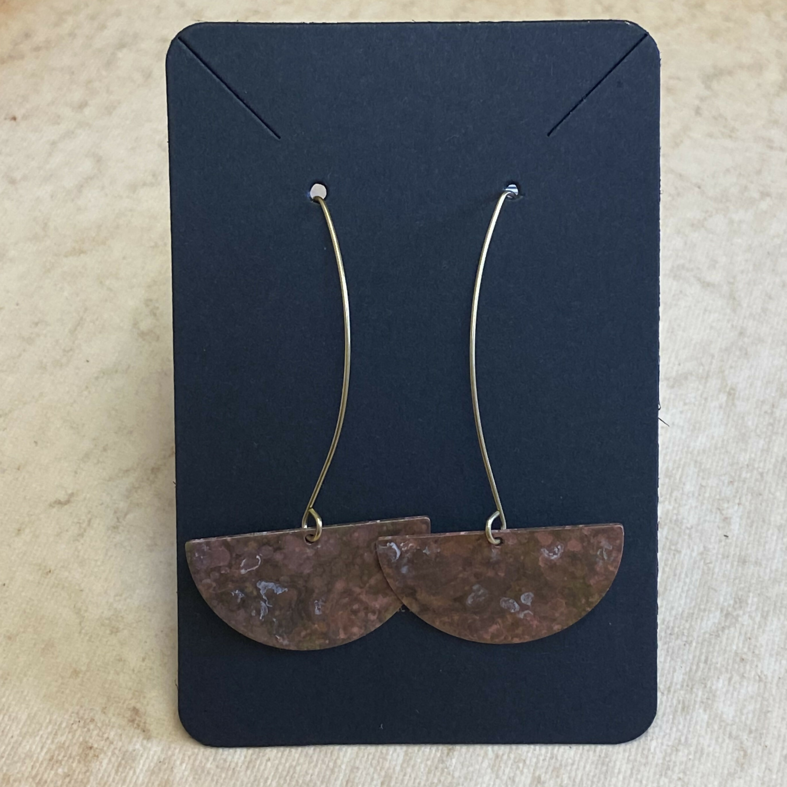Long Drop Brass Patina Earrings