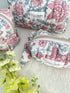 Quilted Toiletry Bag Cream with Pink Floral Design