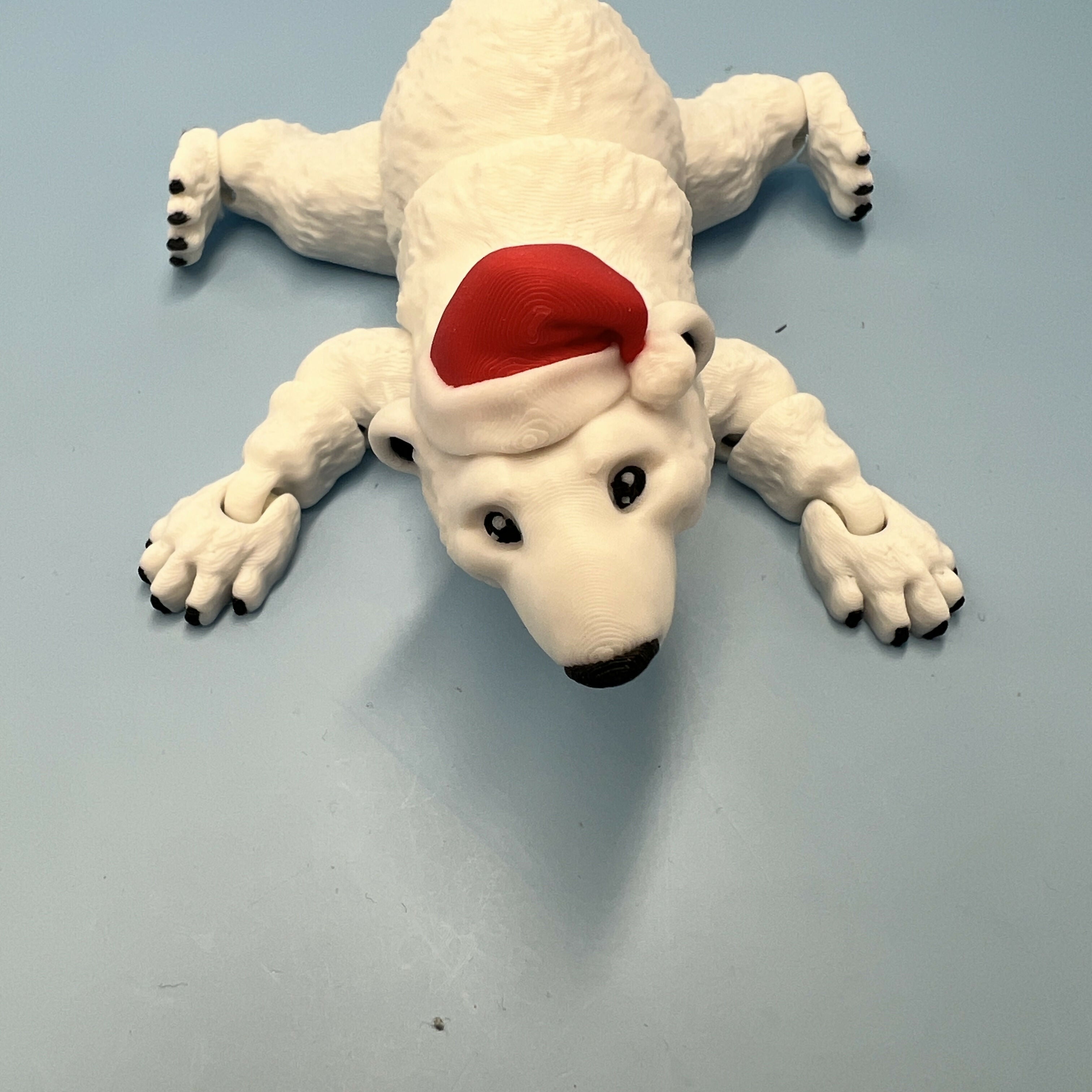 3D Printed SMALL: Articulated Sensory Fidget Animals friend Santa Polar Bear 10cm