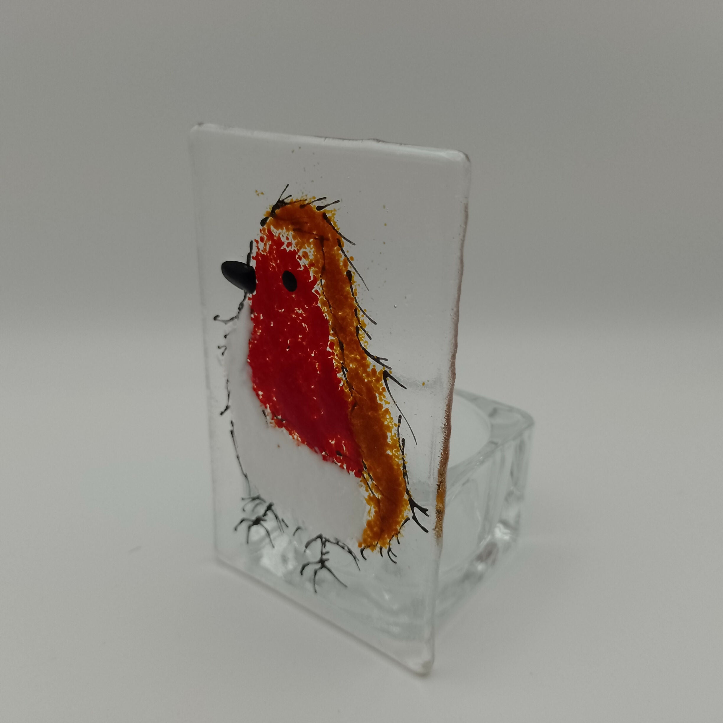 Fused Glass Robin Tealight