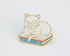 White Cat on Books - Enamel Pin