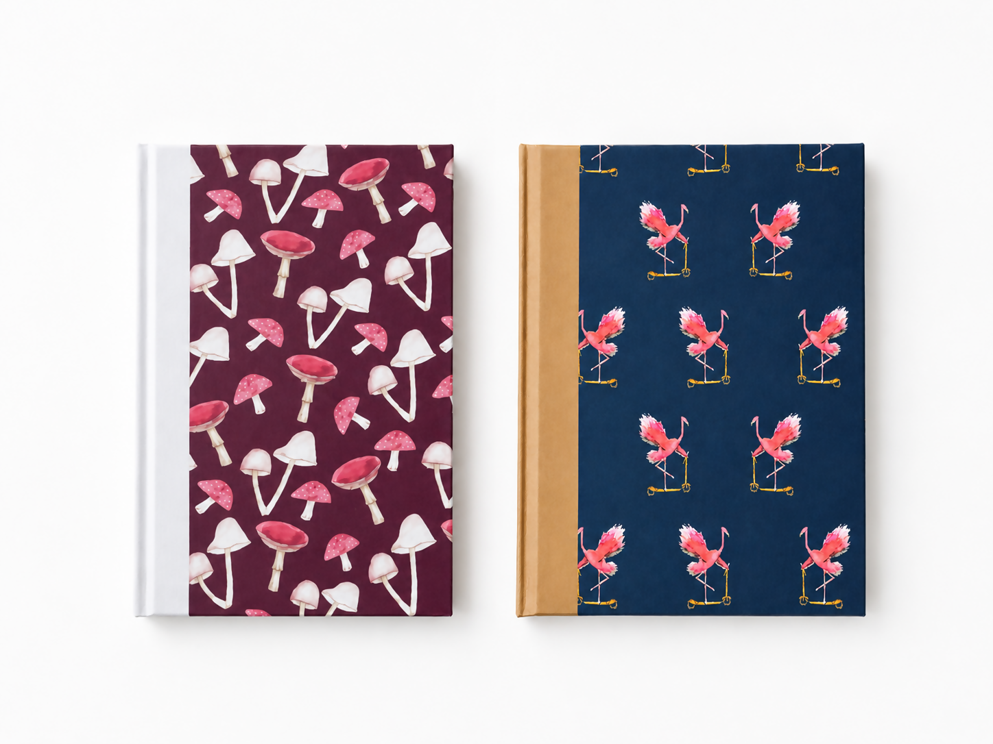 A5 Hardback Notebook | Art led flamingo mushrooms designs