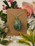 Green Aventurine Wire Wrapped Crystal Necklace on Sterling Silver Chain