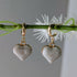 Cream Marbled Enamel Gold Heart Earrings on a Gold Plated Half Loop Huggie Stud