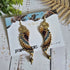 Macrame Angel Wing Earrings: Boho Gold Wire Wrapped Brass Earrings