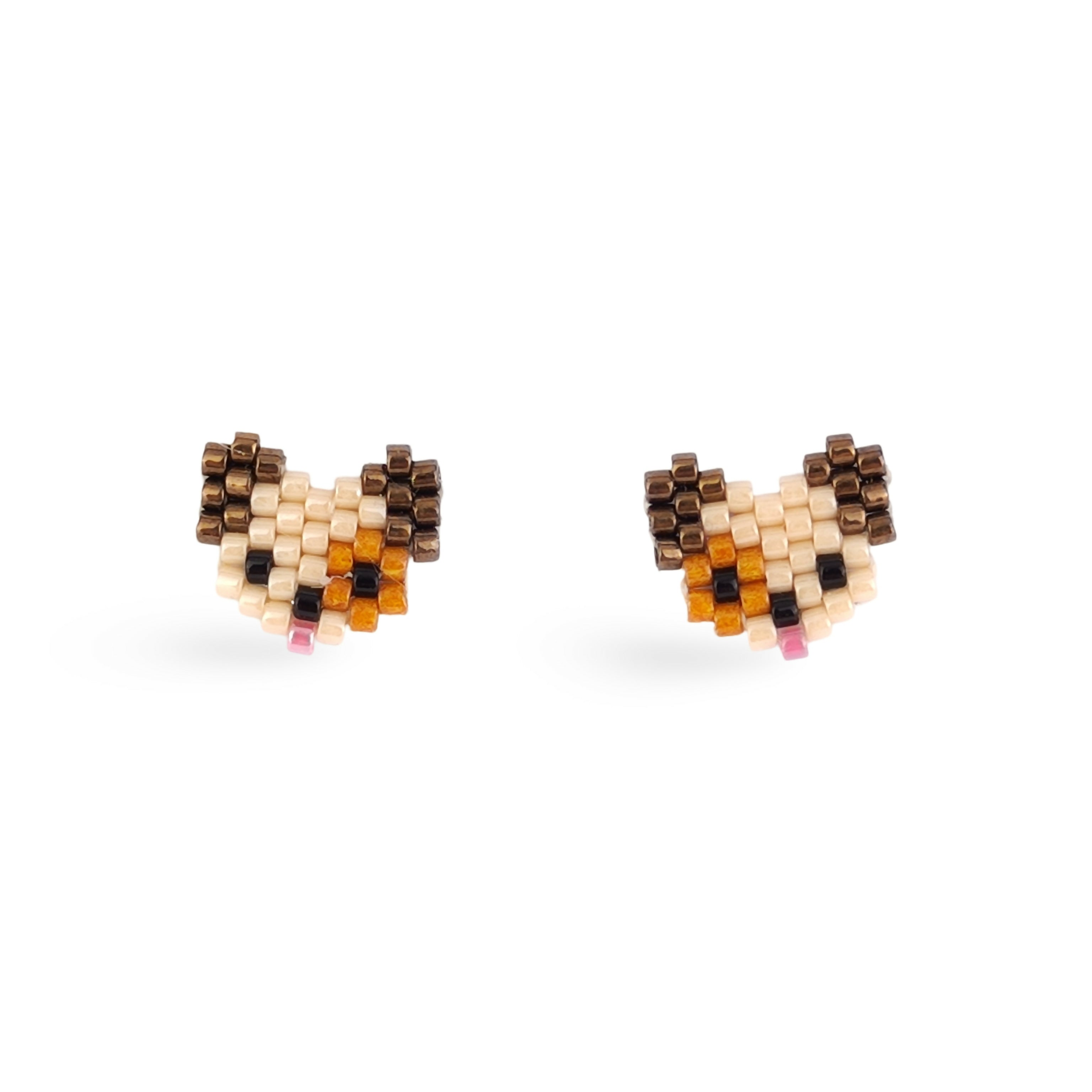 Handwoven Beaded Stud Earrings - Dogs / Puppies