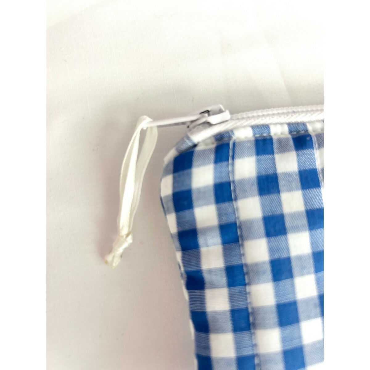 Blue Gingham Quilted Coin Purse / Card Holder