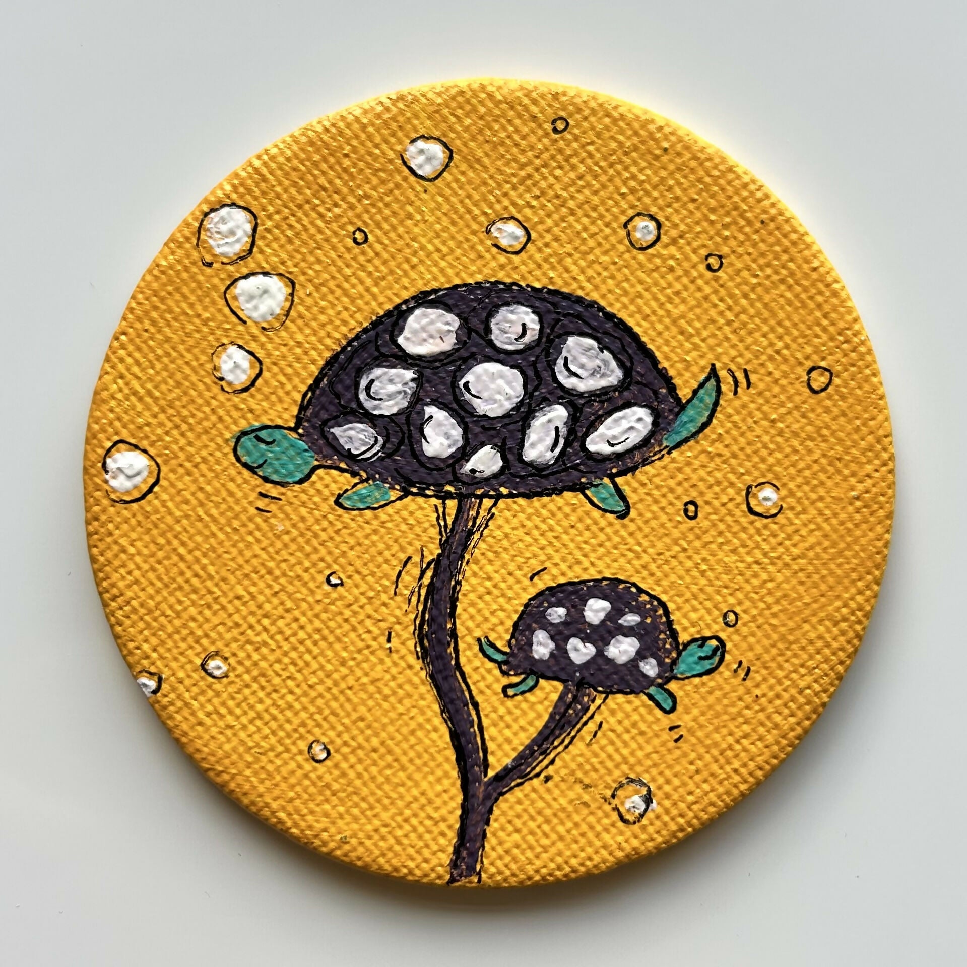 Turtle Mushroom Magnets Original Artwork
