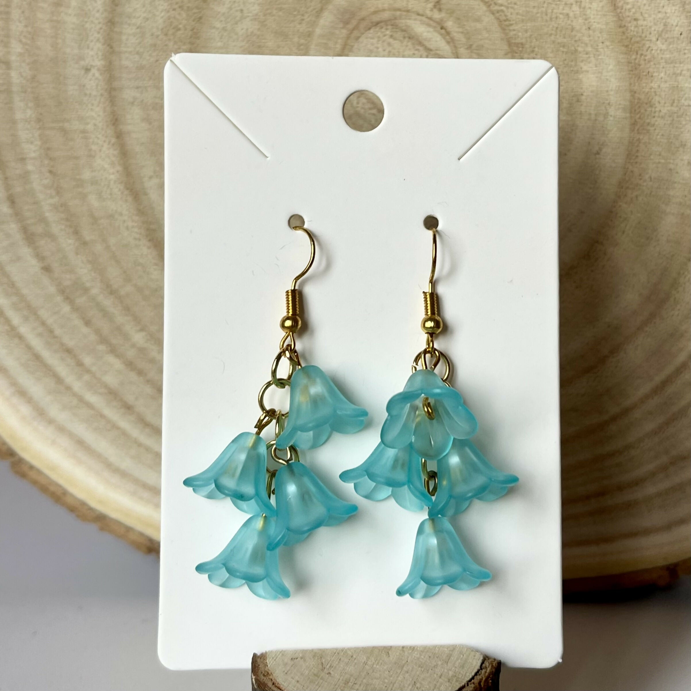 Turquoise Cascading Flower Earrings In Gold