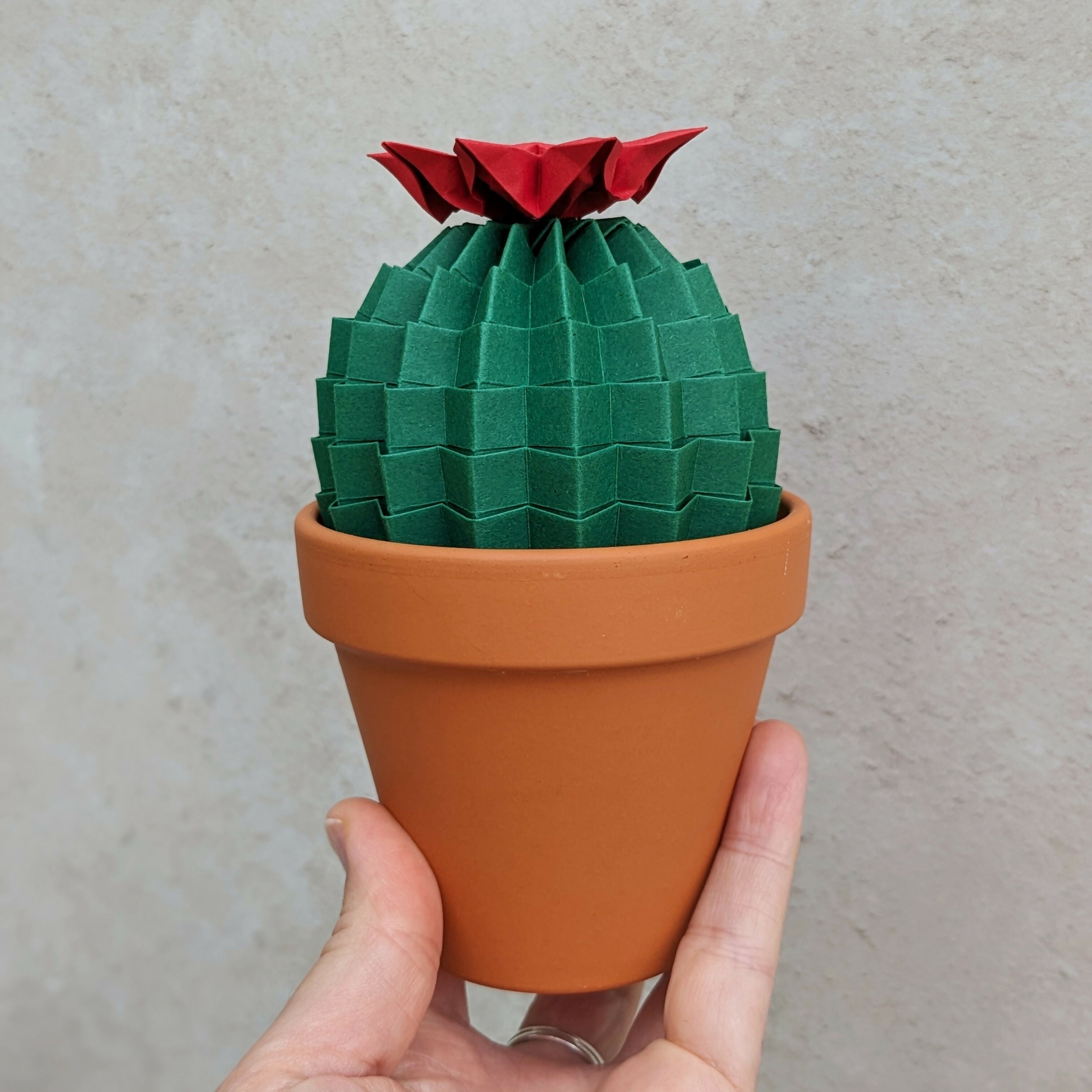 Origami Paper Cactus in Terracotta Pot