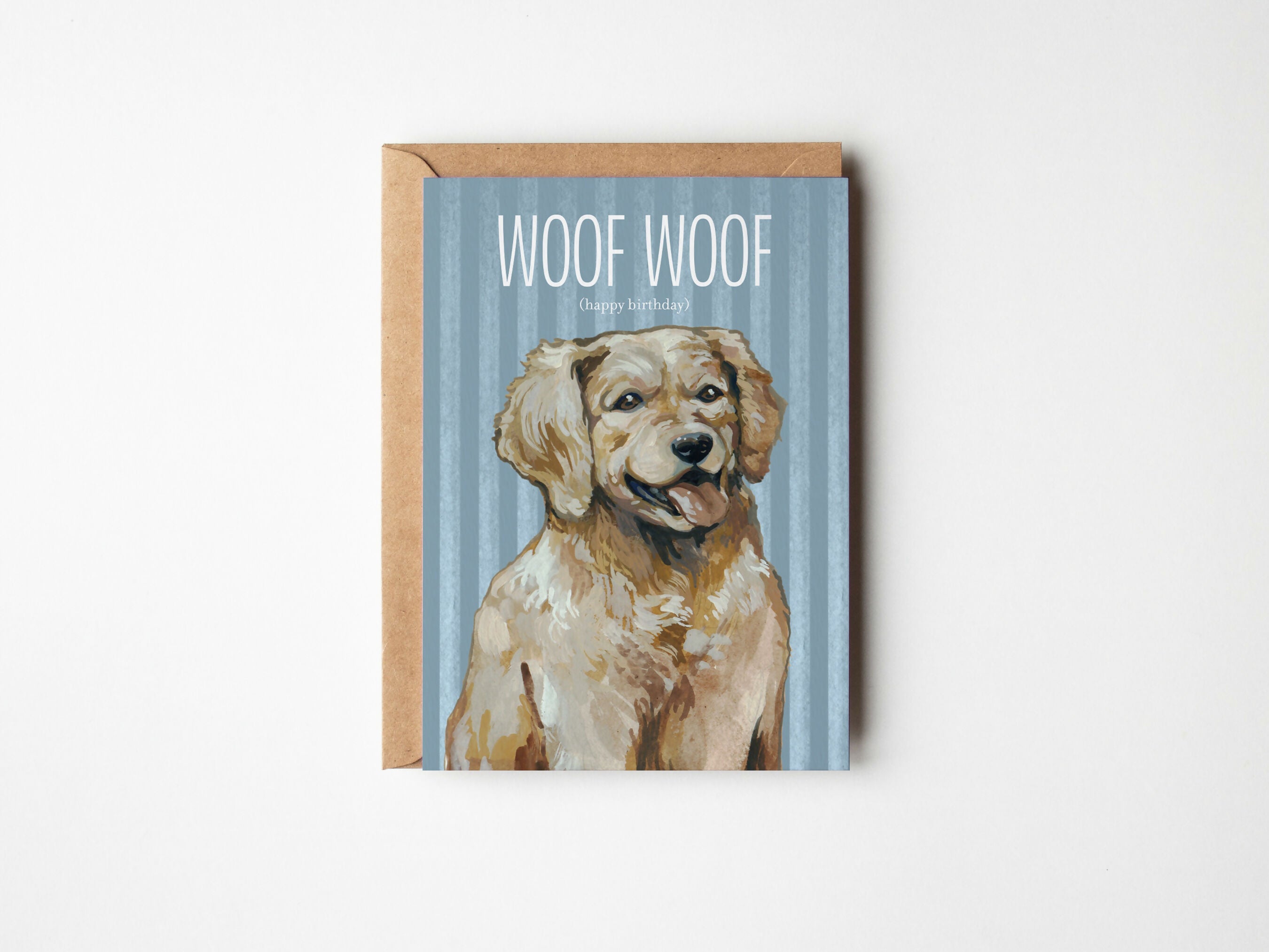 Happy Birthday Dog, Golden Retriever A6 Greetings Card