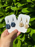 Sculpted Flower Drop Earrings with Gold Hook in Ivory