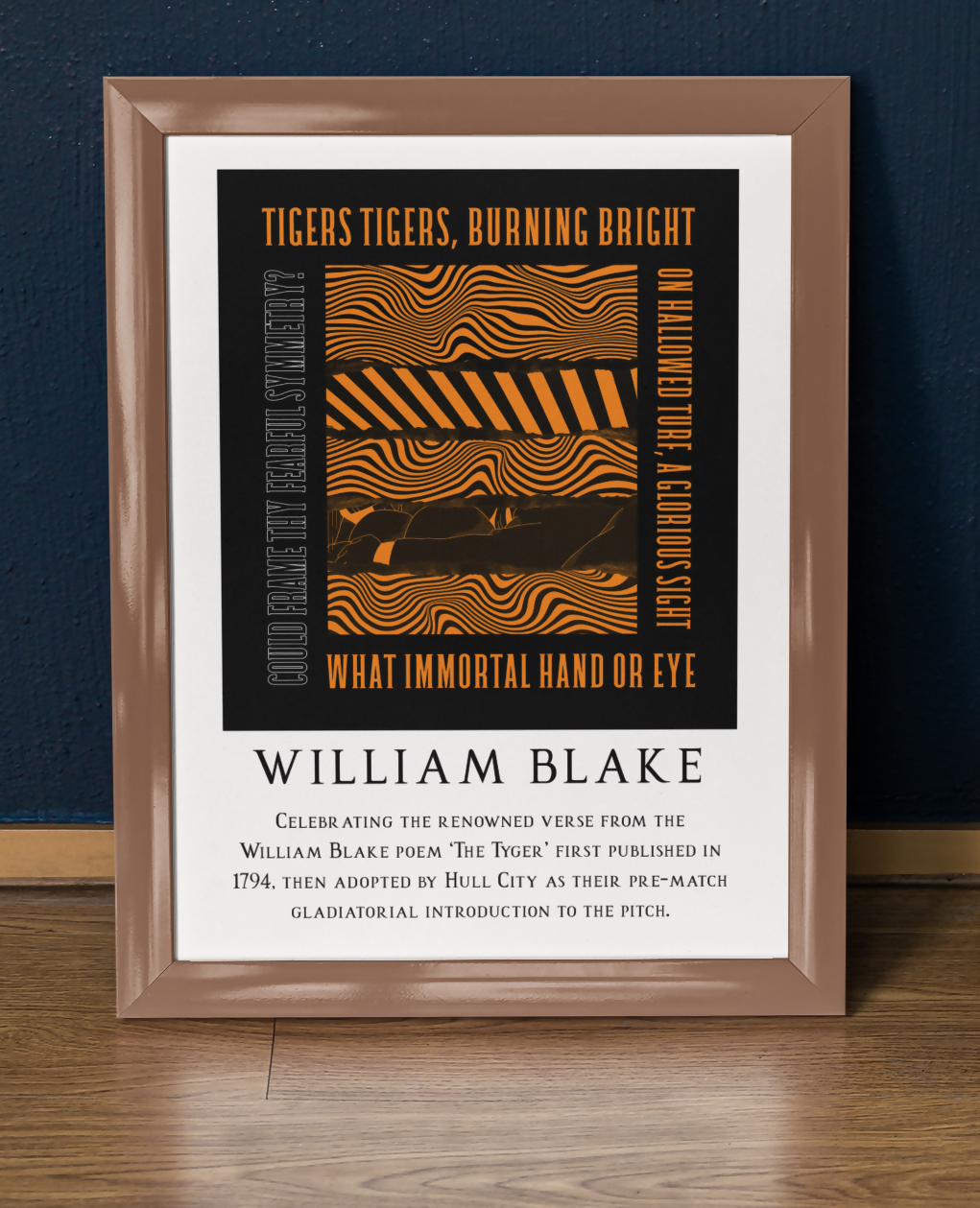 Hull City Art Print TIGERS TIGERS LYRICS Design in Black