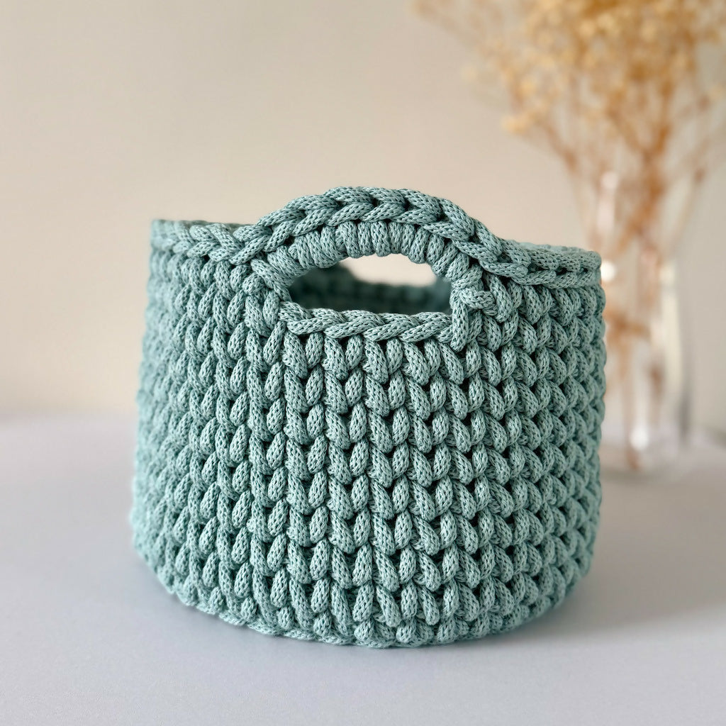 Crochet Boho Style Basket with Handle