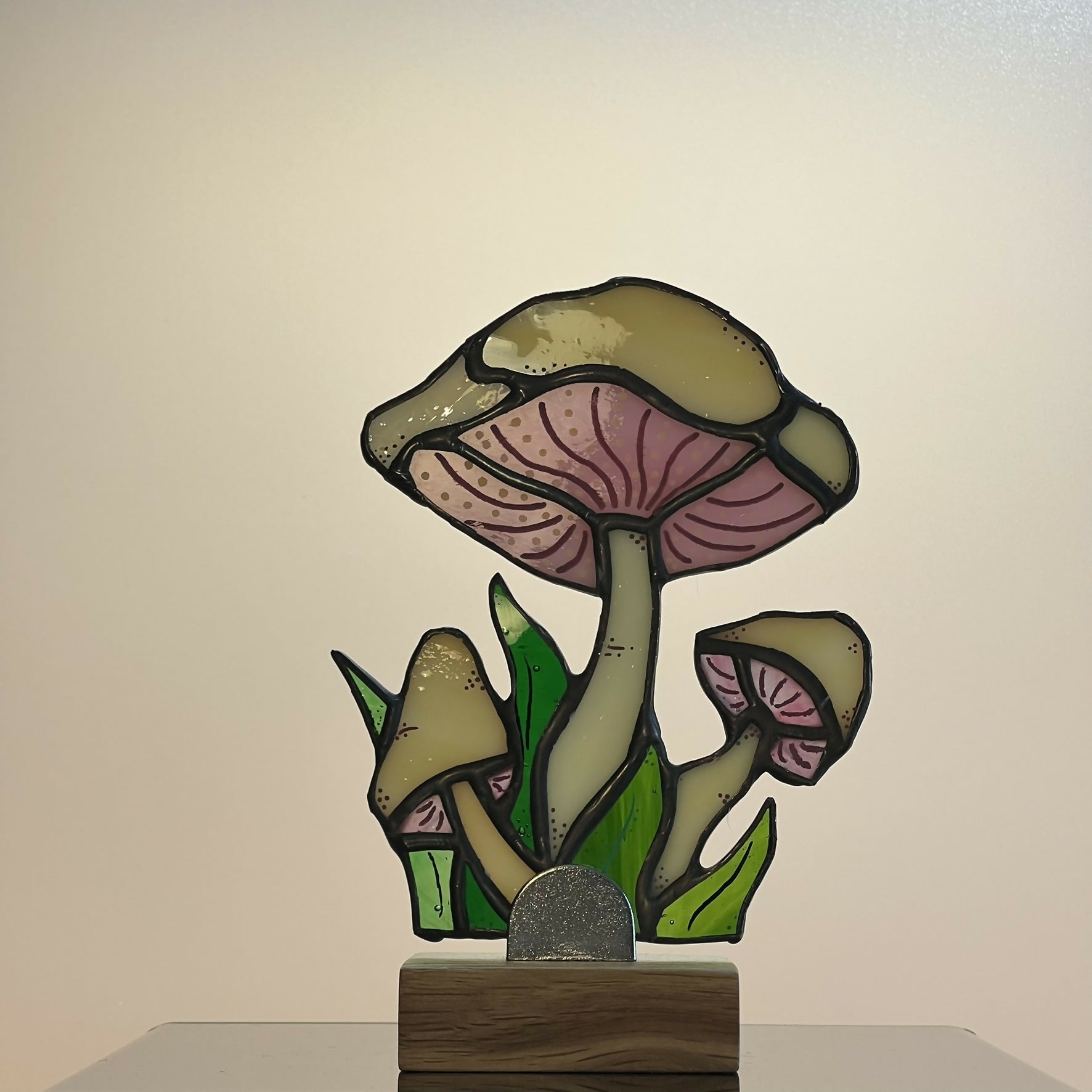 Stained Glass Mushroom on Stand