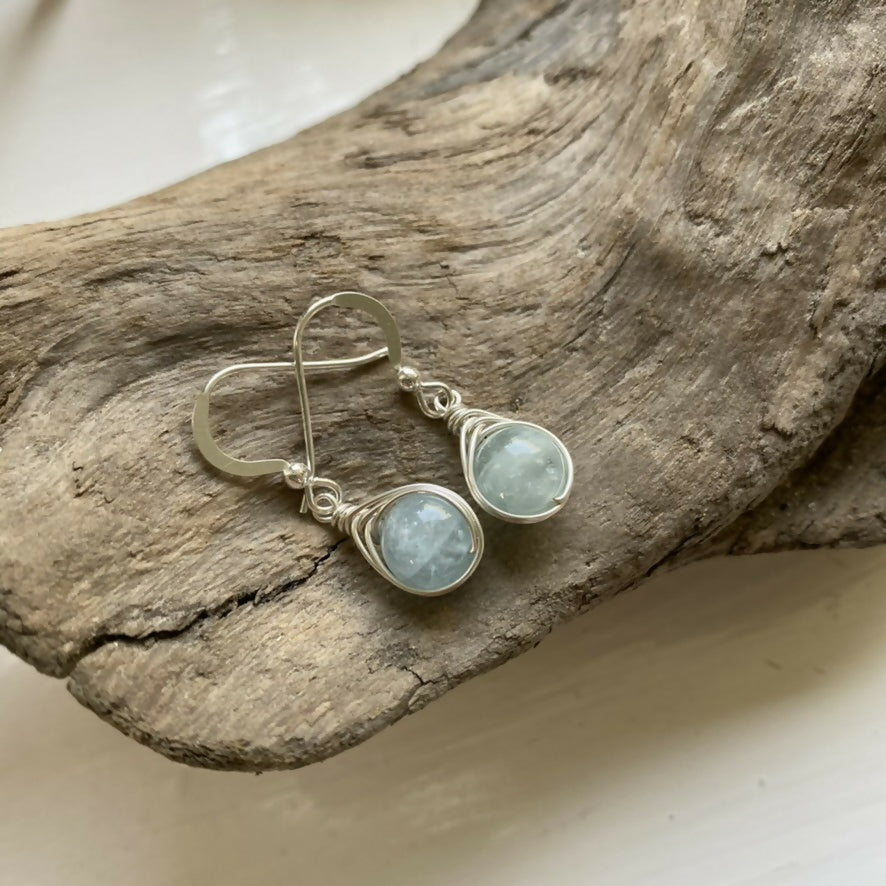 Aquamarine Drop Earrings, Sterling Silver