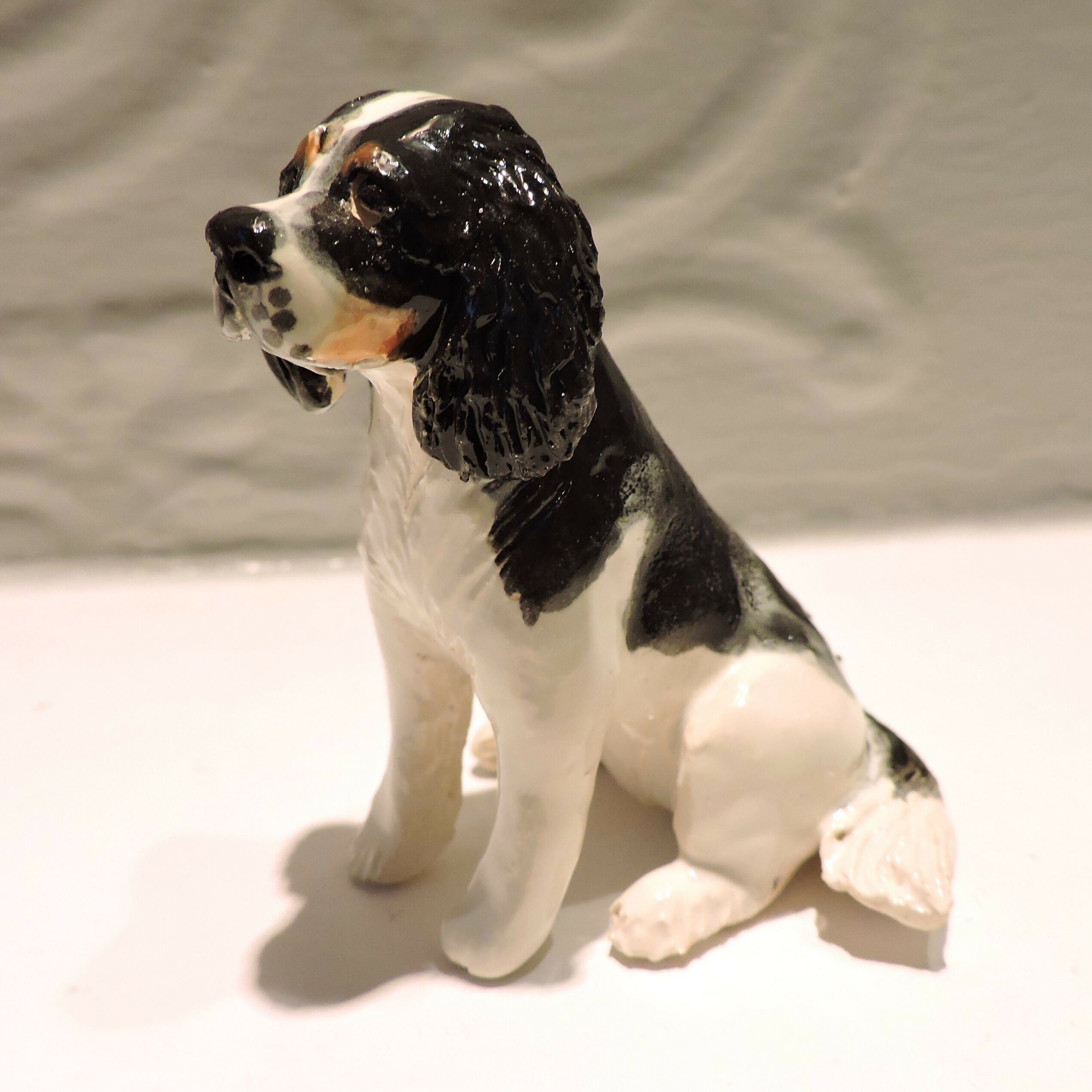 Ceramic cavalier king charles spaniel dog sculpture