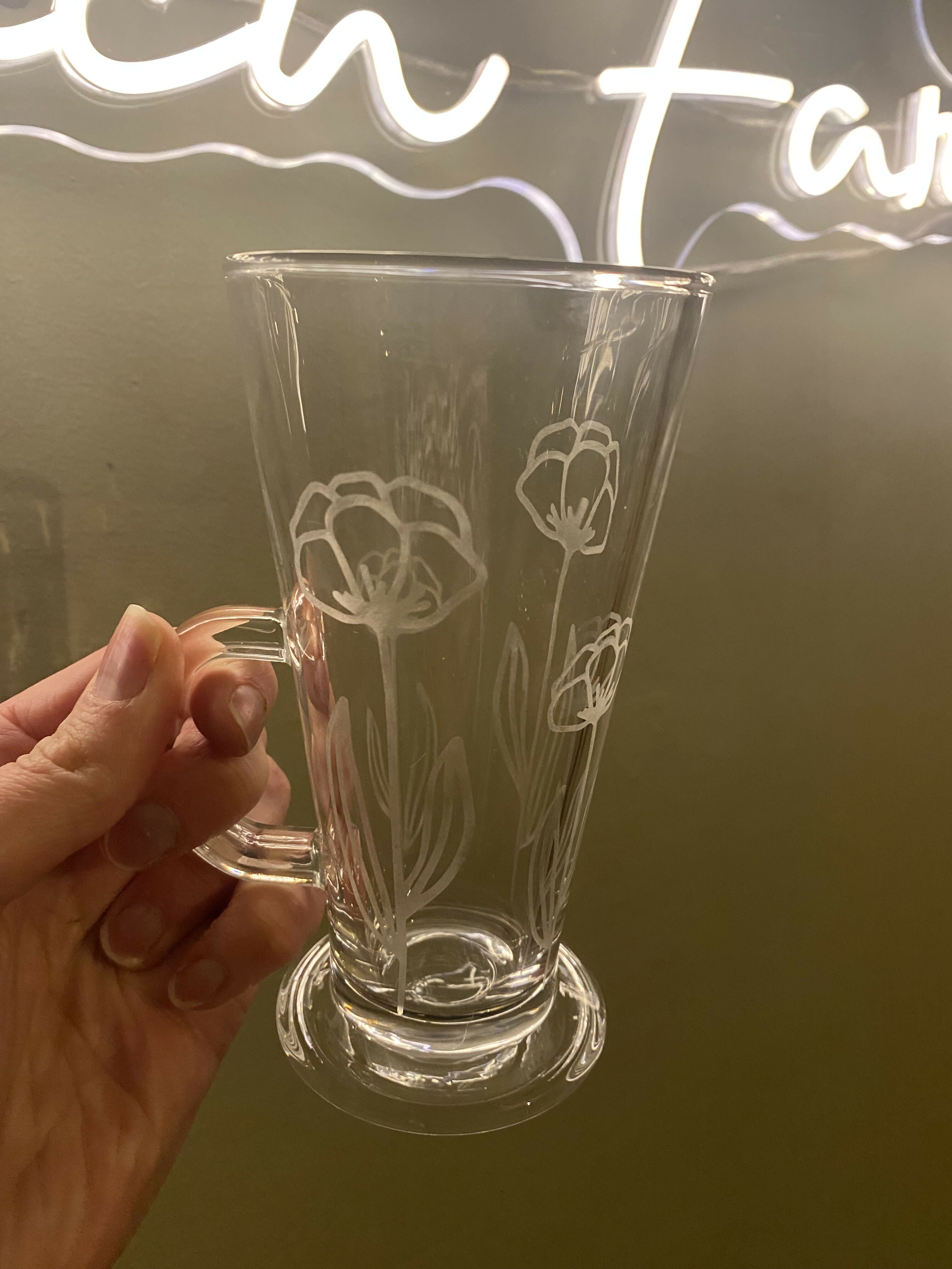 Etched Glass Latte Mug