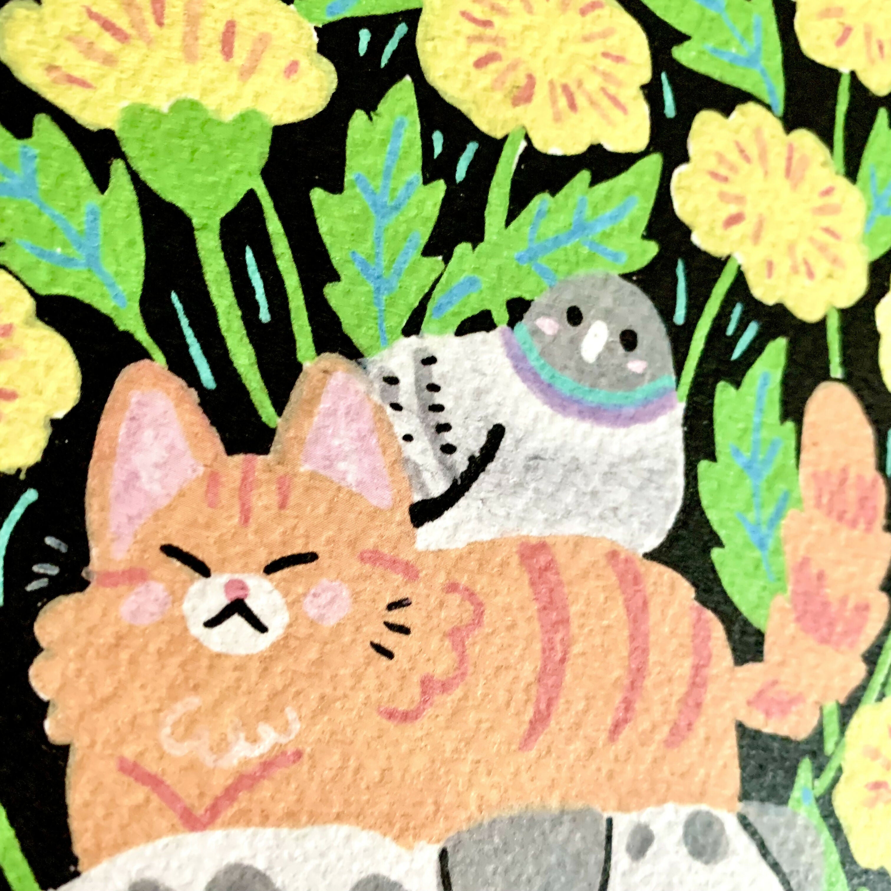 Dog, Cat and Pigeon A5 Art Print