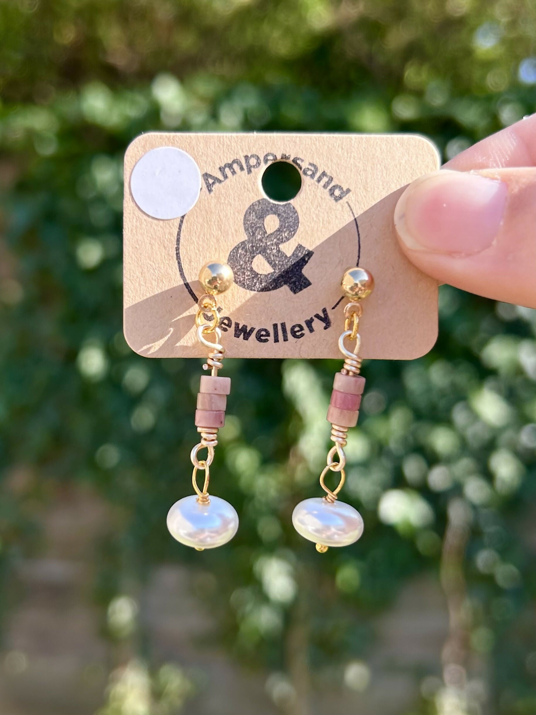 Delicate Stone and Shell Rondelle Earrings