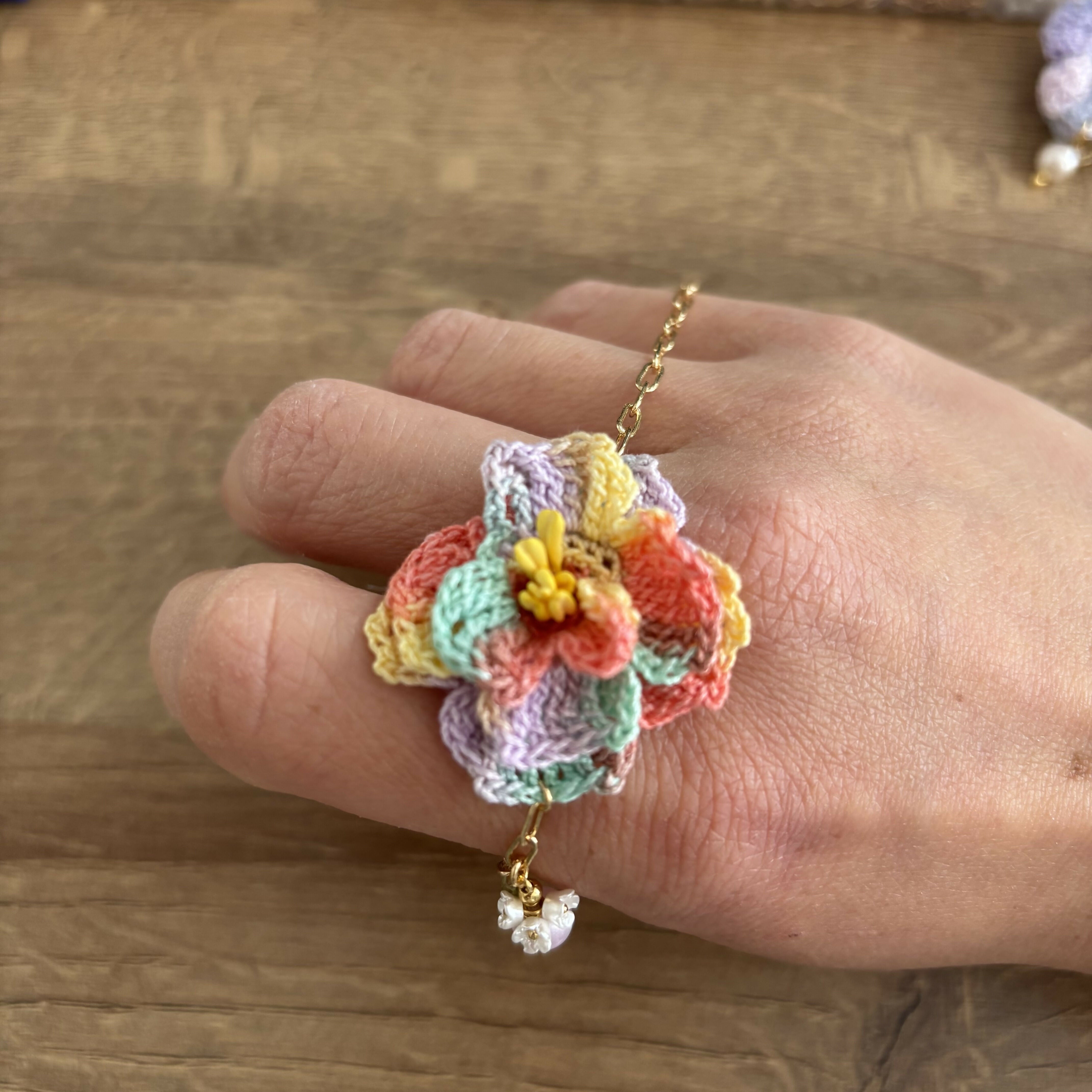 Big Flower Crochet Bracelet