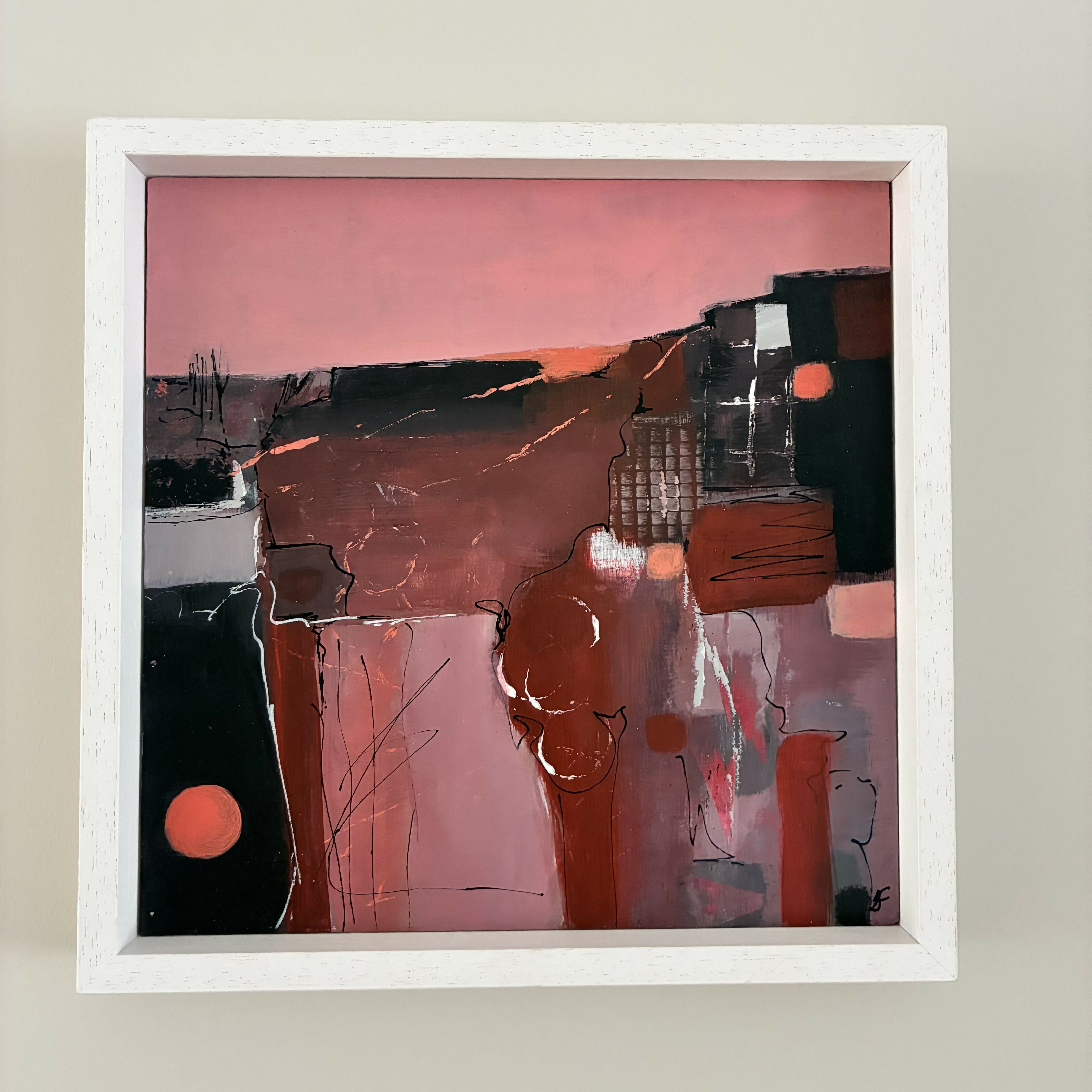 Abstract Landscape Acrylic Painting on wood panel in tray frame-'Onwards'