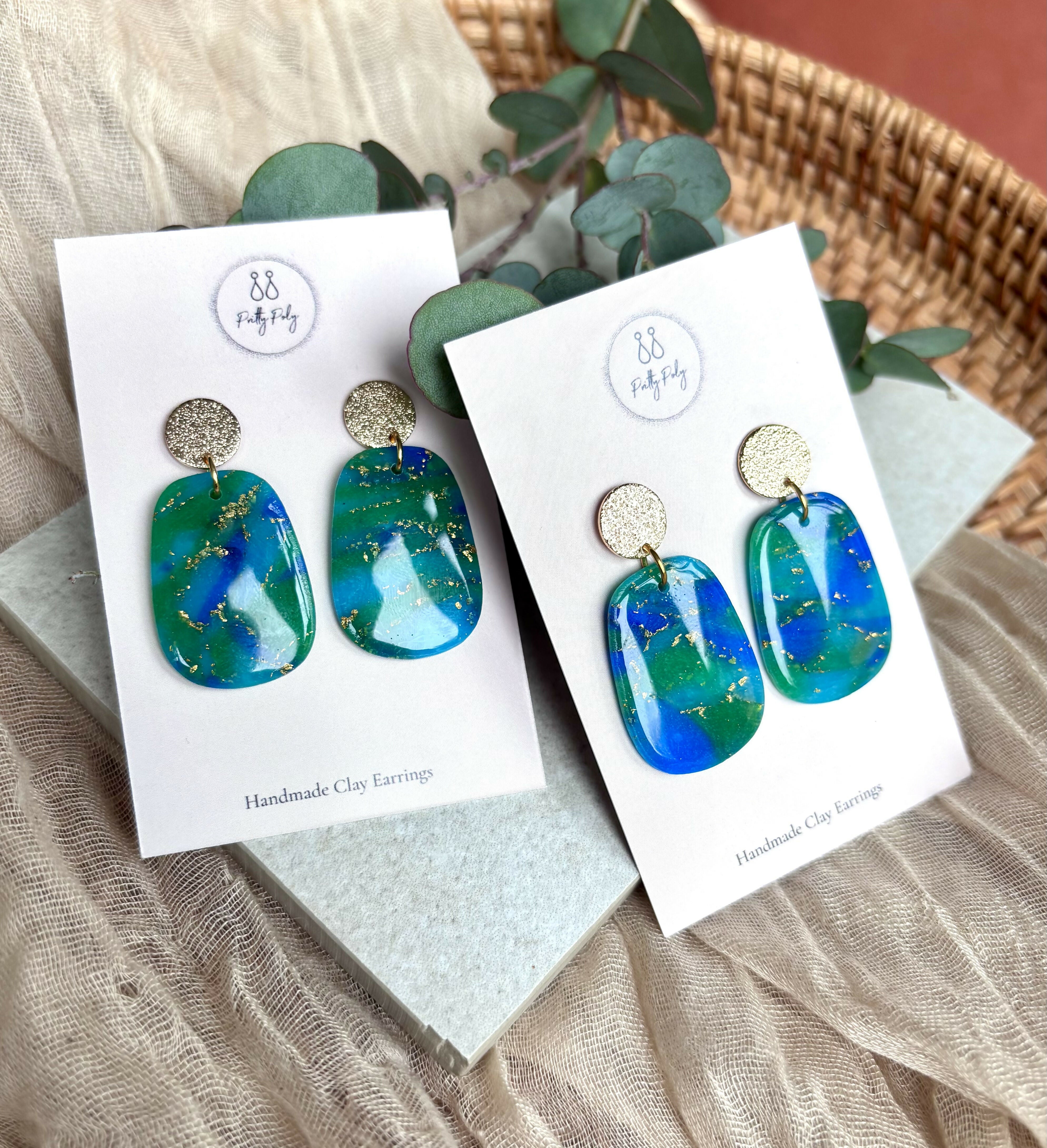 Ocean Dream Collection - Oval Drop Polymer Clay Earrings