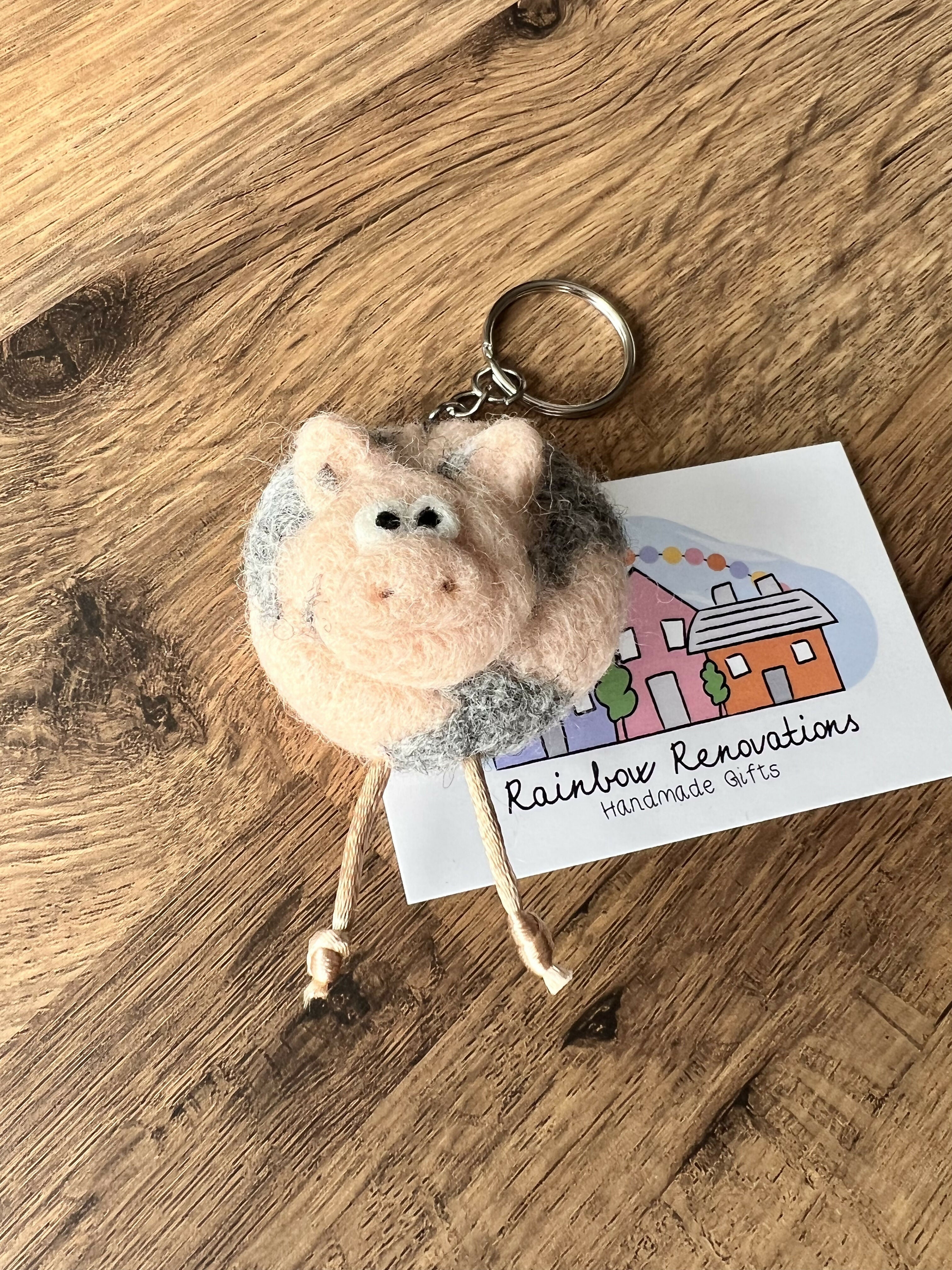 Felted Pig Keyring