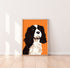 King Charles Spaniel Dark Brown and White V3 Dog Art Print