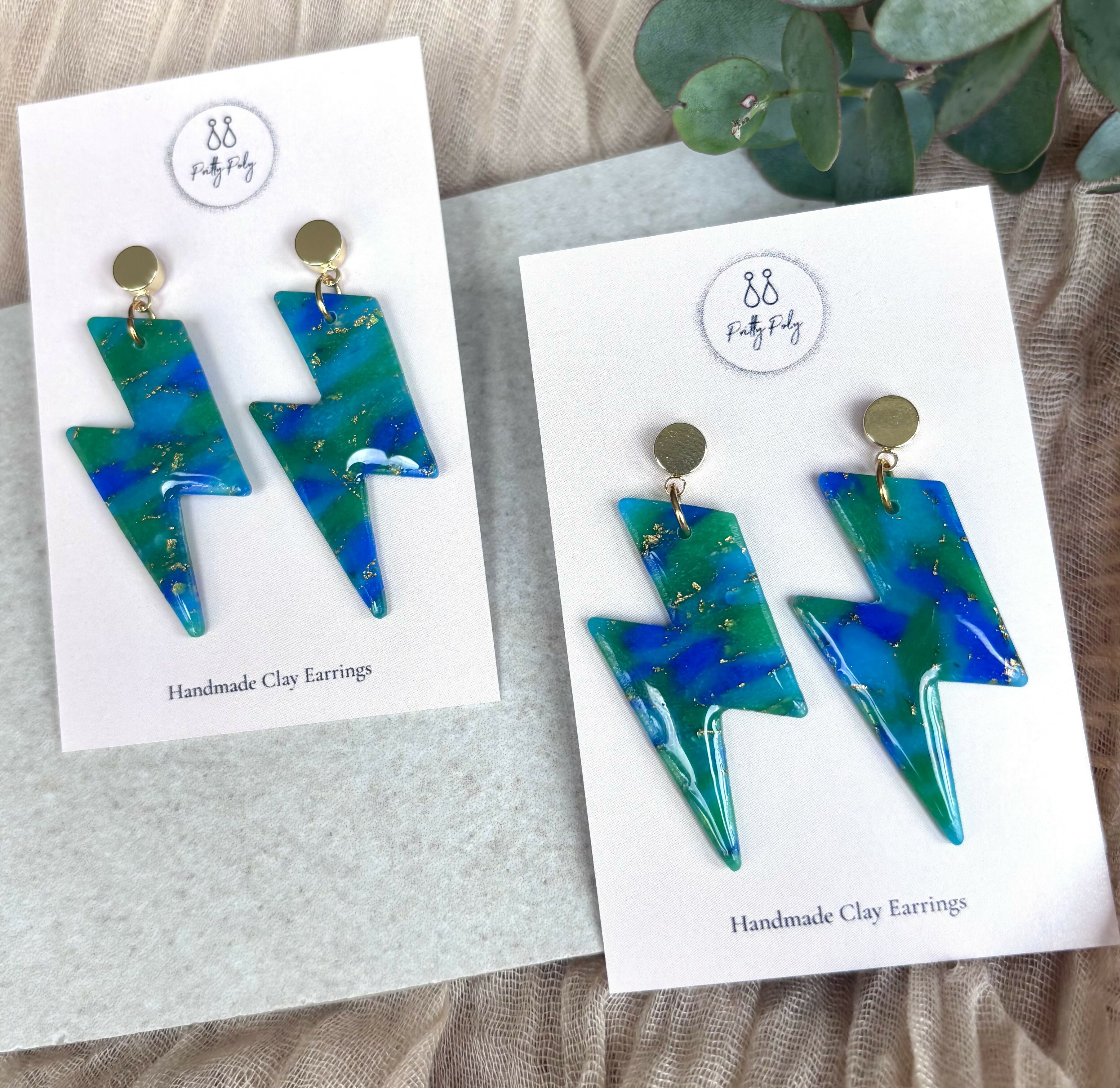 Ocean Dream Collection Polymer Clay Earrings Lightening Bolts