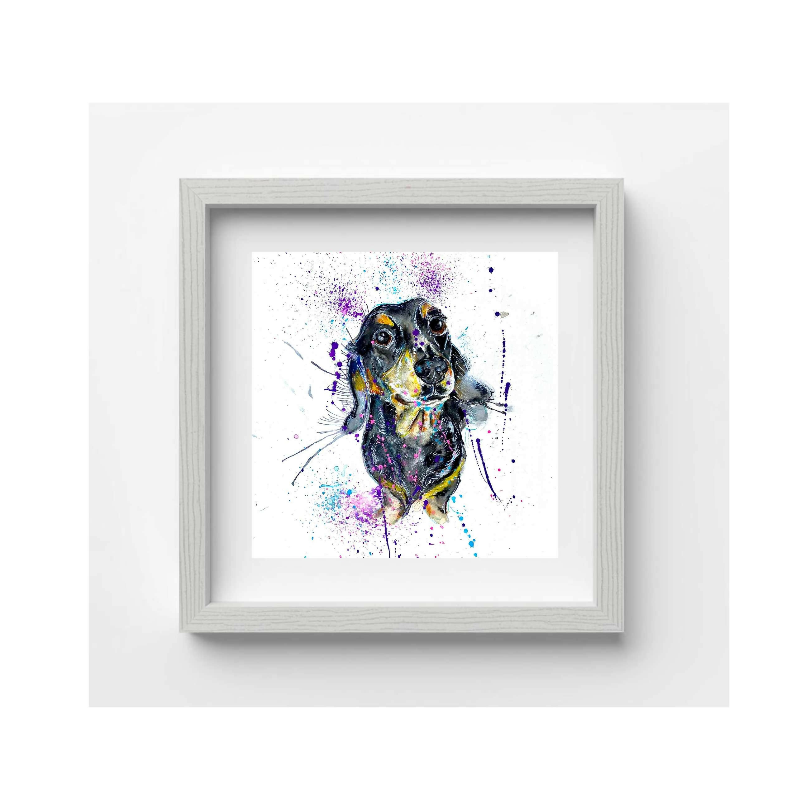 FINE ART PRINT OF MINIATURE DACHSHUND, PART OF THE 'LITTLE MINI TREASURE' ART COLLECTION