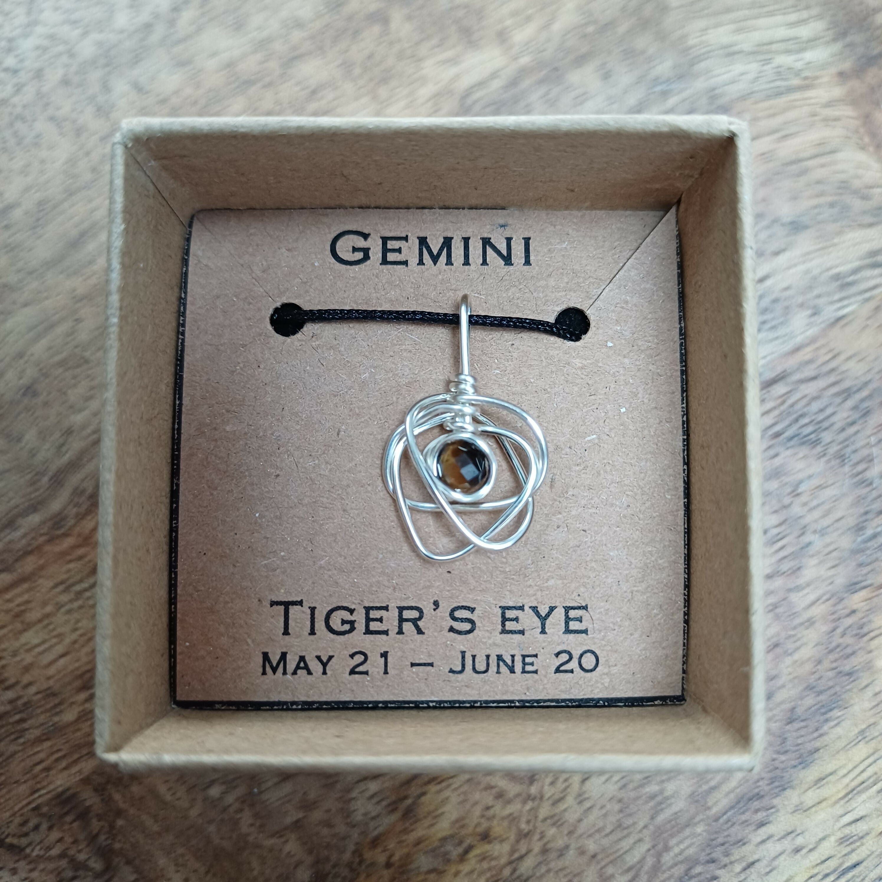 Gemini Tigers Eye Zodiac Necklace