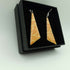 Yellow Triangular Enamel Earrings with Tangerine Orange Stripes