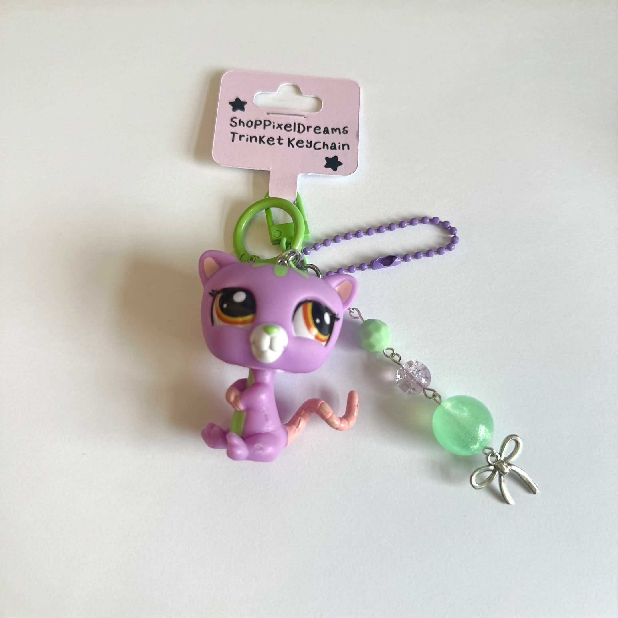 Little Rodent Purple and Green Themed Trinket Keychain