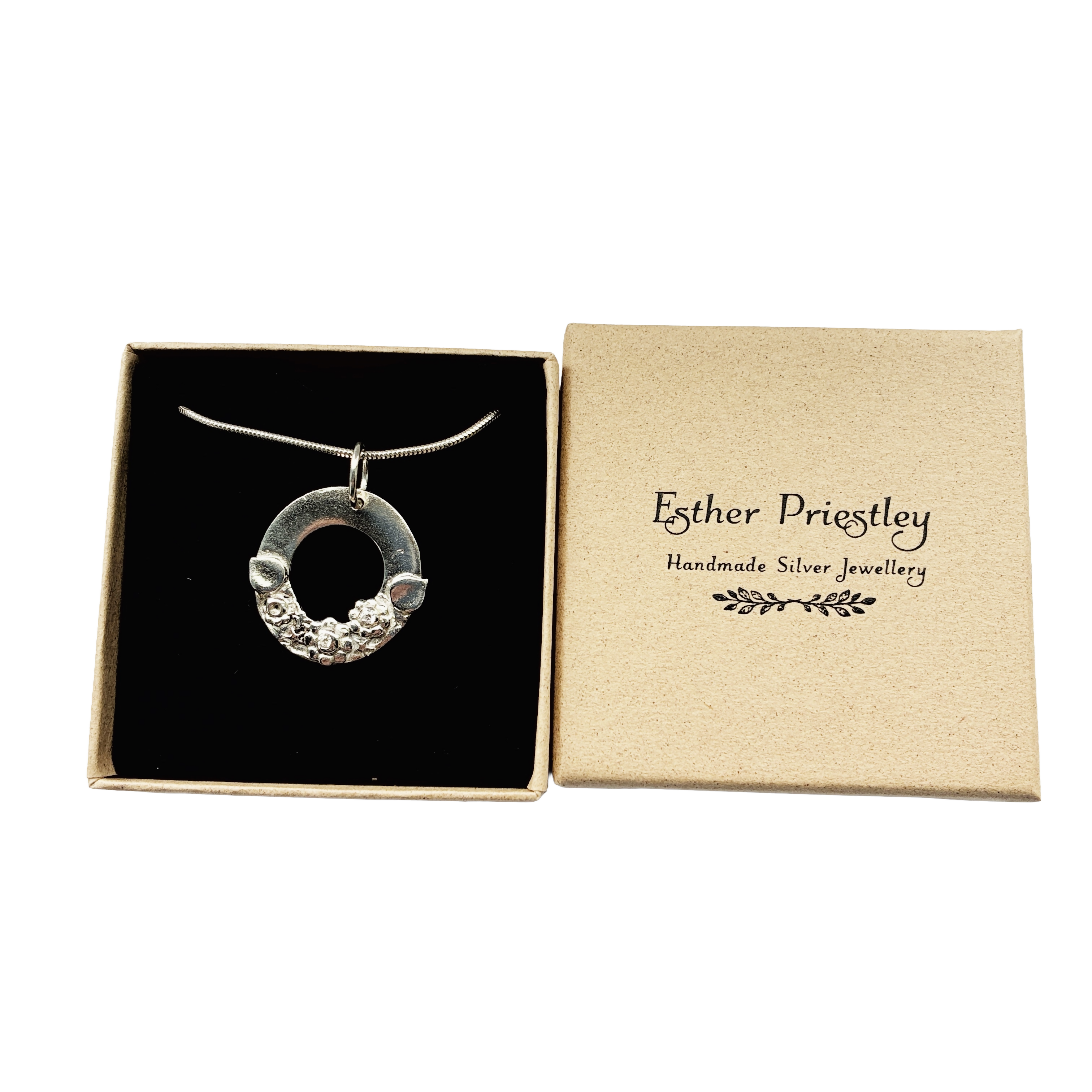 Handmade Sterling Silver English Garden Flower Pendant with CZ Gemstones