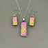 Pink & Yellow Dichroic Glass Necklace and Earrings Set - Sterling Silver, Handmade by Jade Tapson Glass