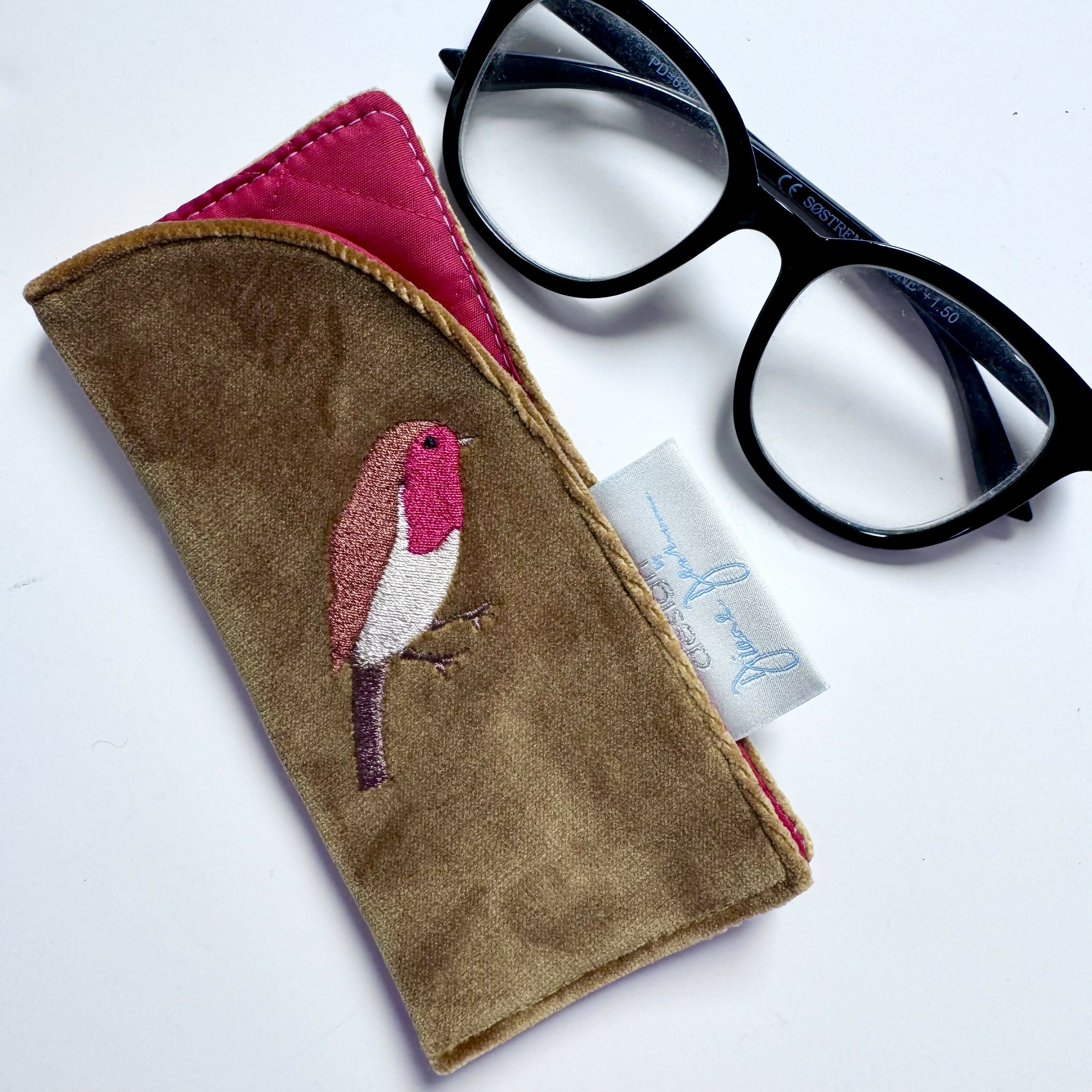 Original Design Embroidered Slip In Glasses Case