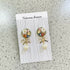 Crystal Embroidery Earrings with Ribbon Charm