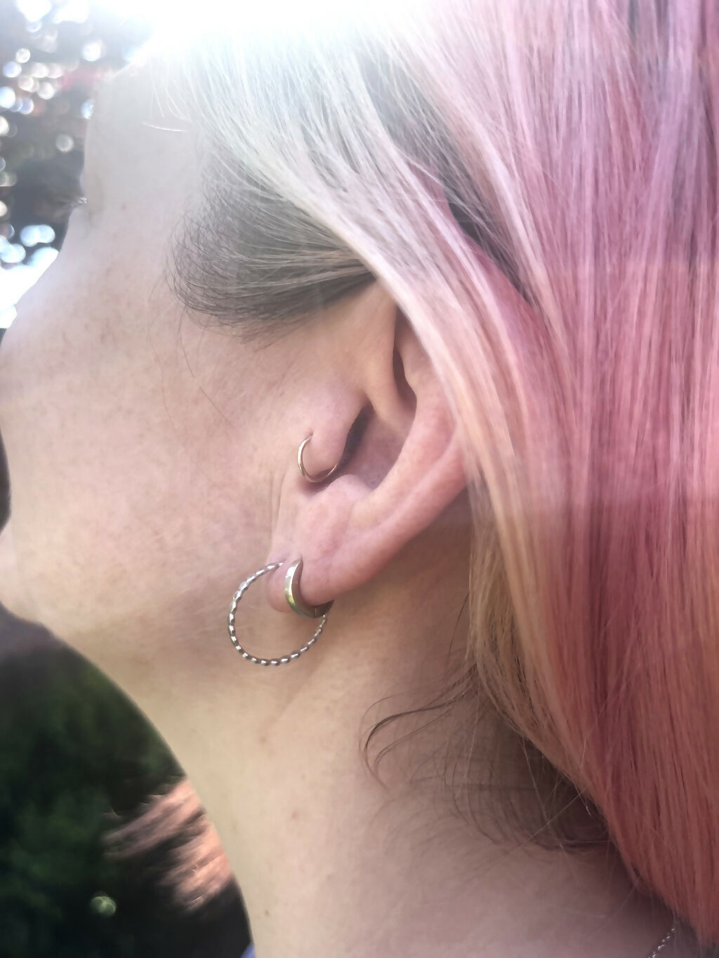 Sterling Silver Dots Hoop Earrings