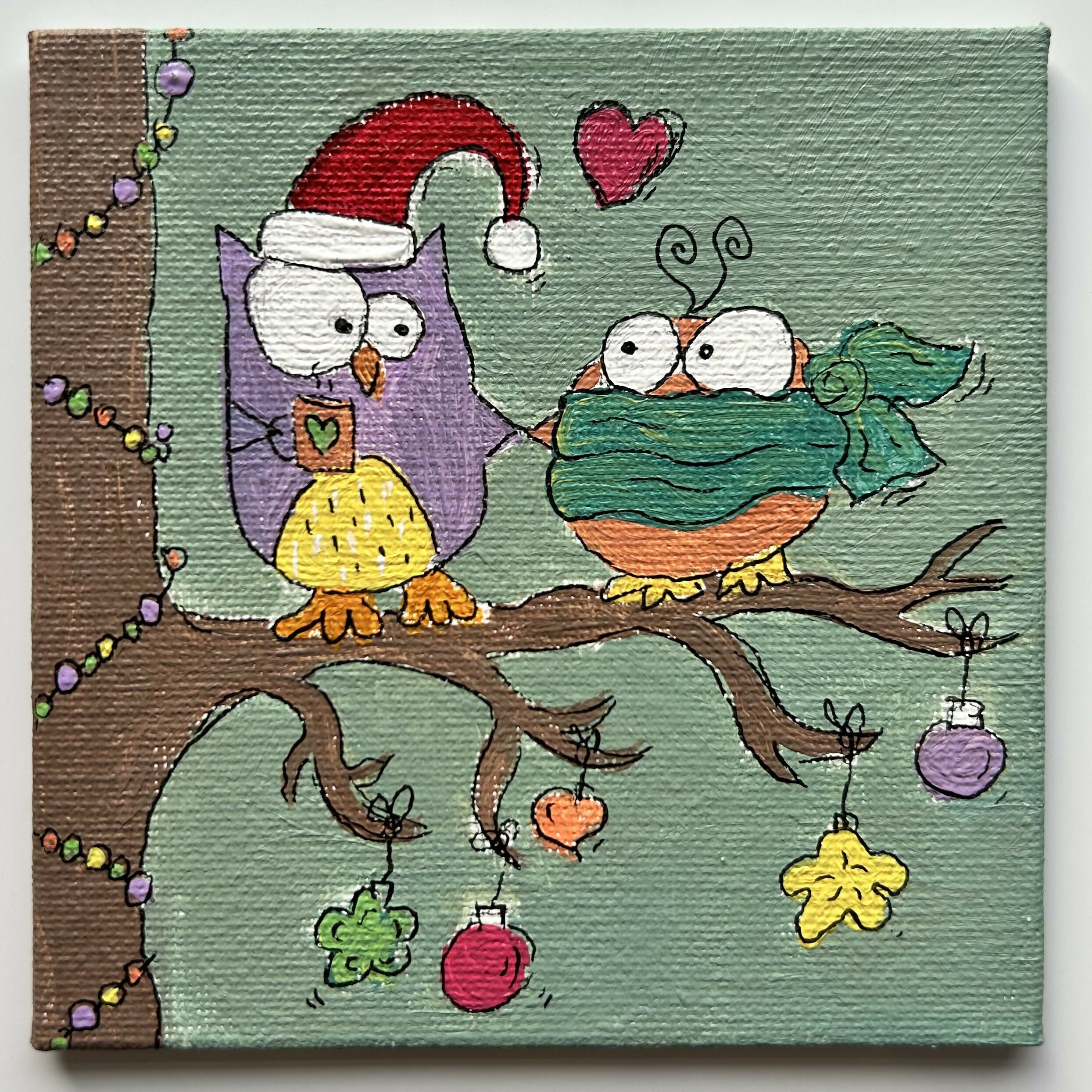 Cosy Winter Birds Original Artwork