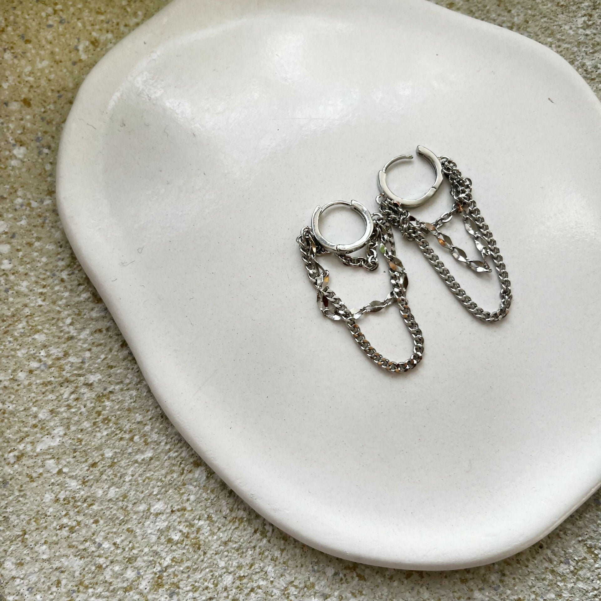 Triple Chain Hoop Earrings