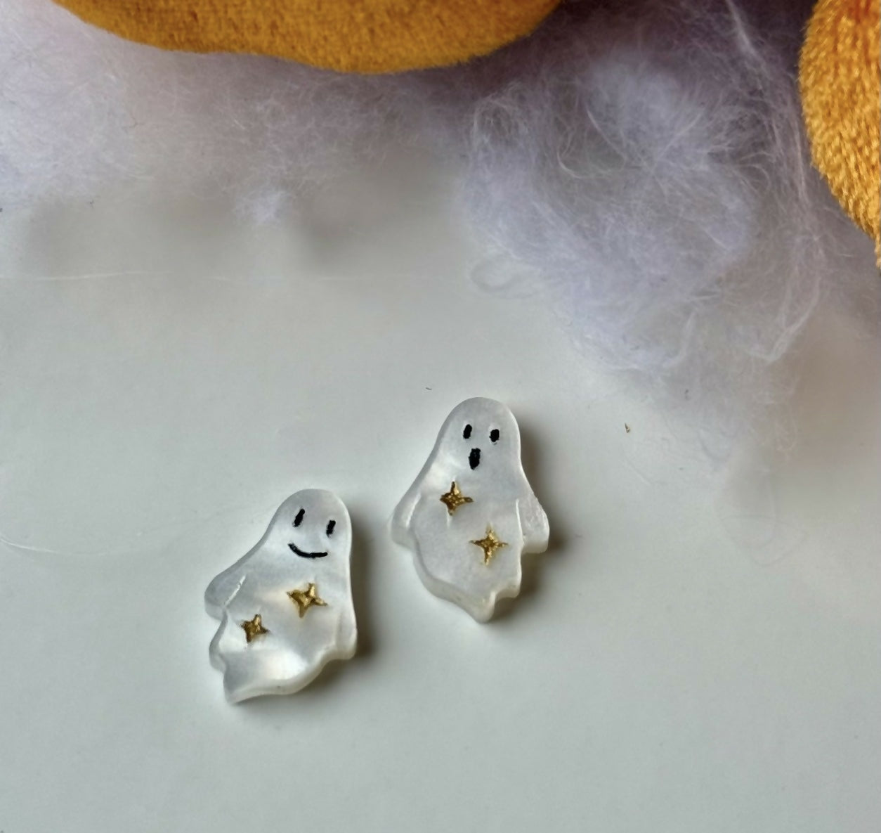Cute engraved ghost studs