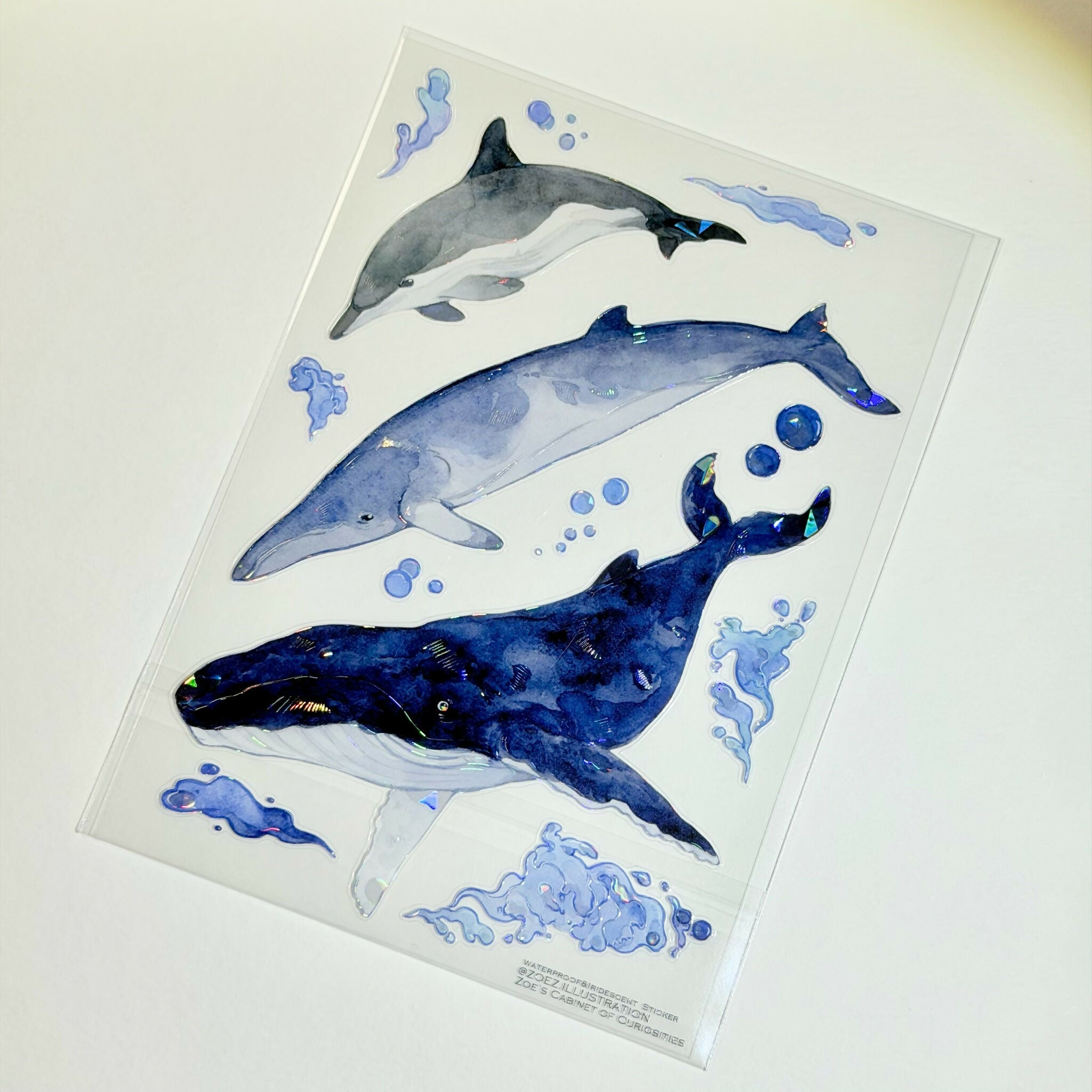 A6 transparent waterproof iridescent wildlife sticker sheet