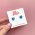 Hand Painted Blue Mini Heart Stud Earrings