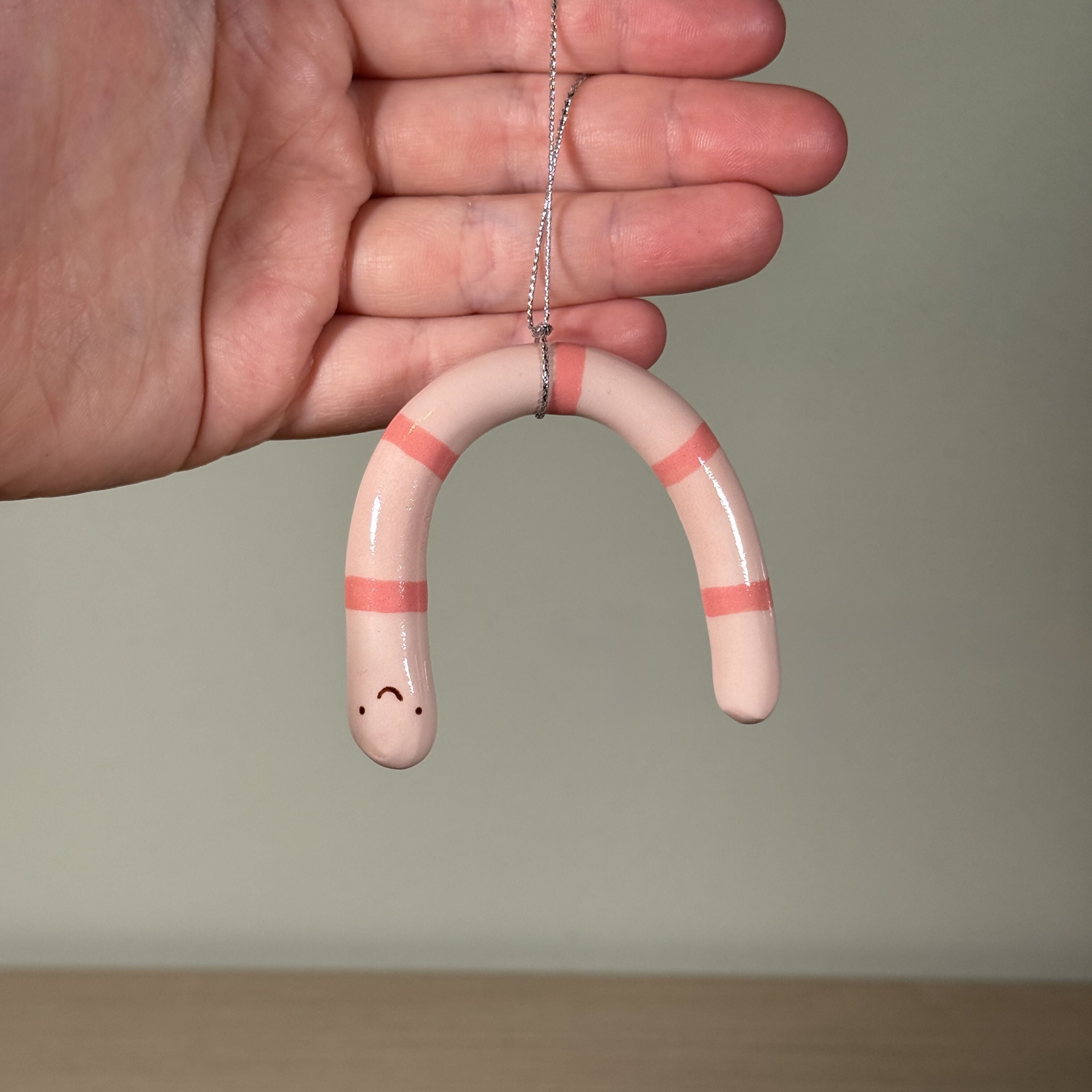 Ceramic Worm Bauble, Christmas Ornament.