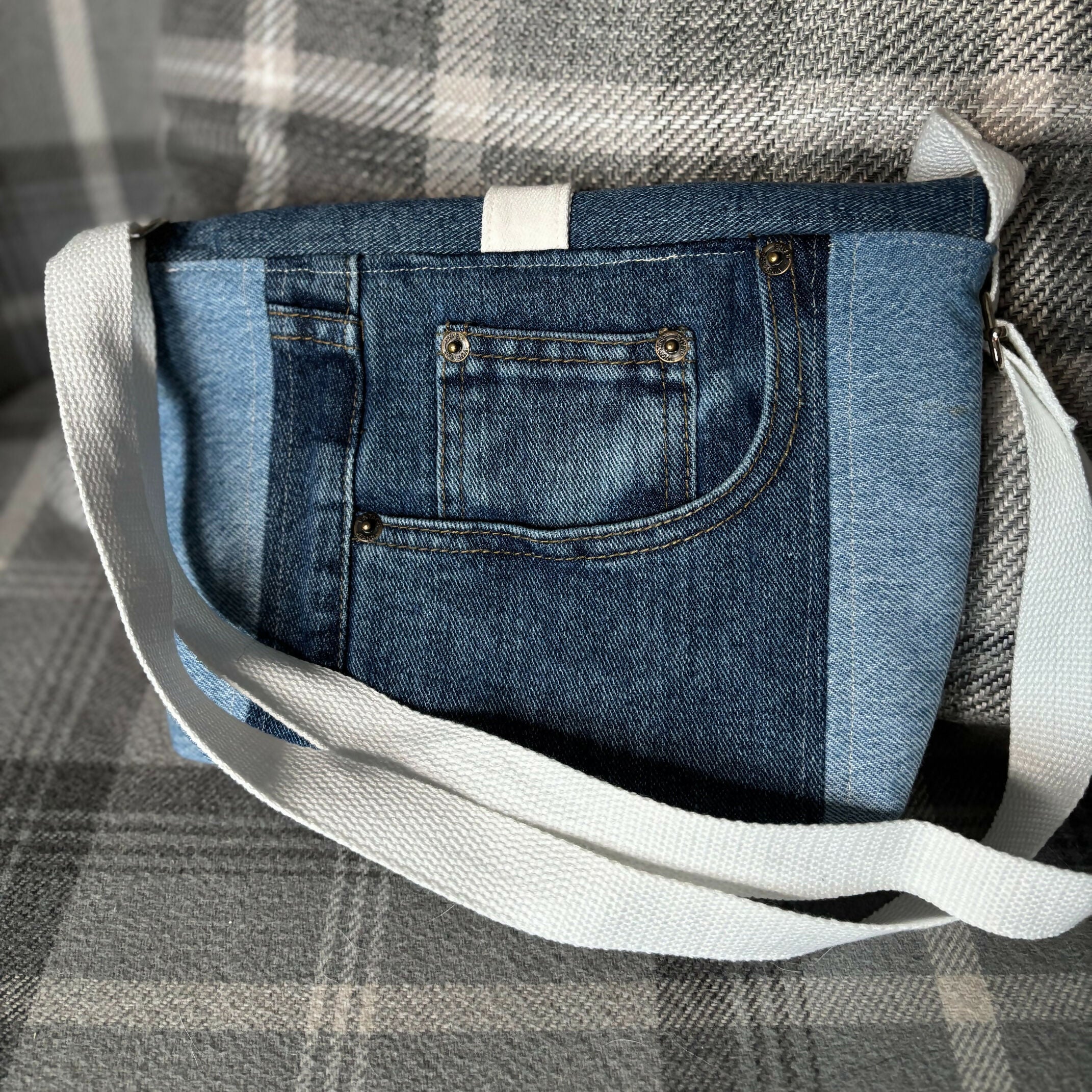 Unique Bag Handbag Made From Upcycled Jeans With Adjustable strap