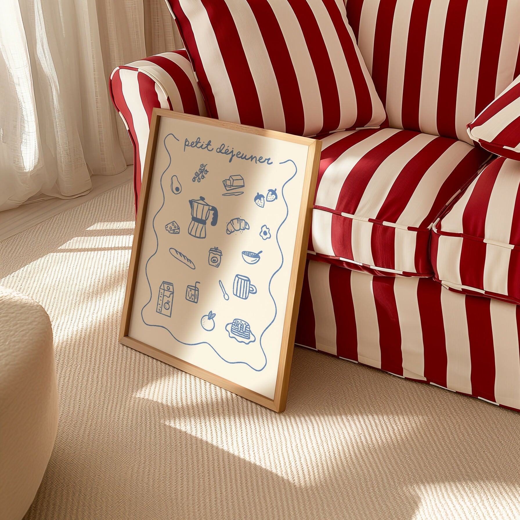 Petit Déjeuner – Hand Drawn Blue Breakfast Print